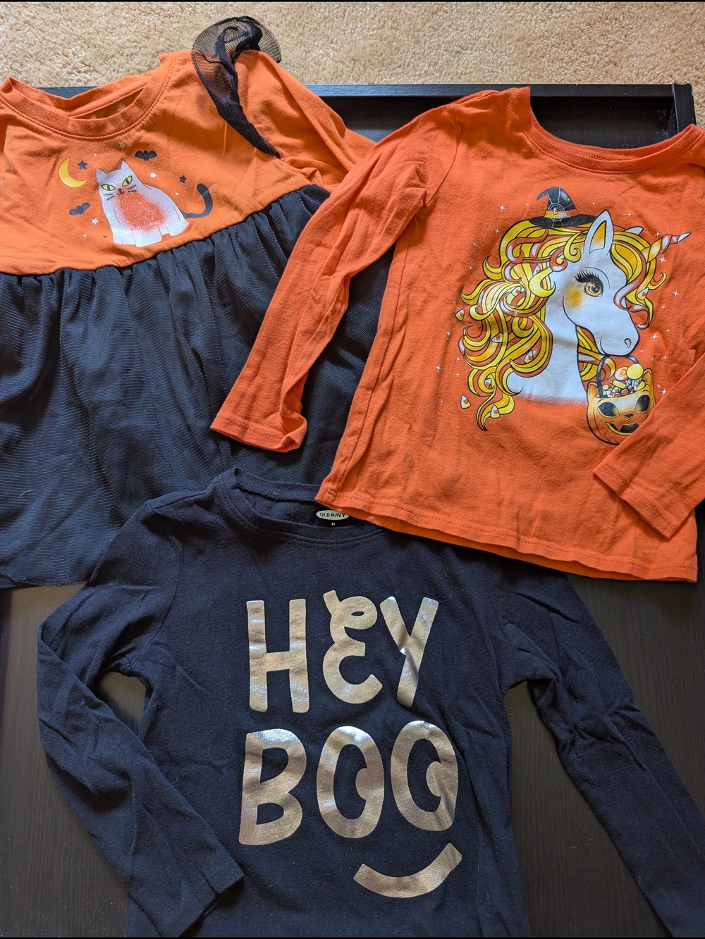 Various Brands Unicorn & Cat Halloween Long-Sleeve Tops 4T